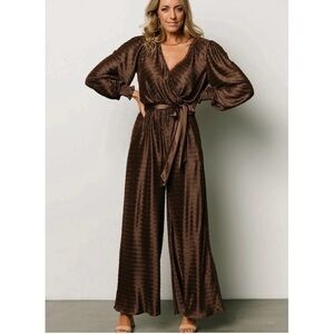 Baltic Born New Gabriel Wide Leg Jumpsuit Size Large Chocolate Brown
